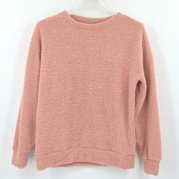 Wonderly Fuzzy Sweater Womens Size Small Pink Crewneck Soft Faux Sherpa Fall - Picture 1 of 6